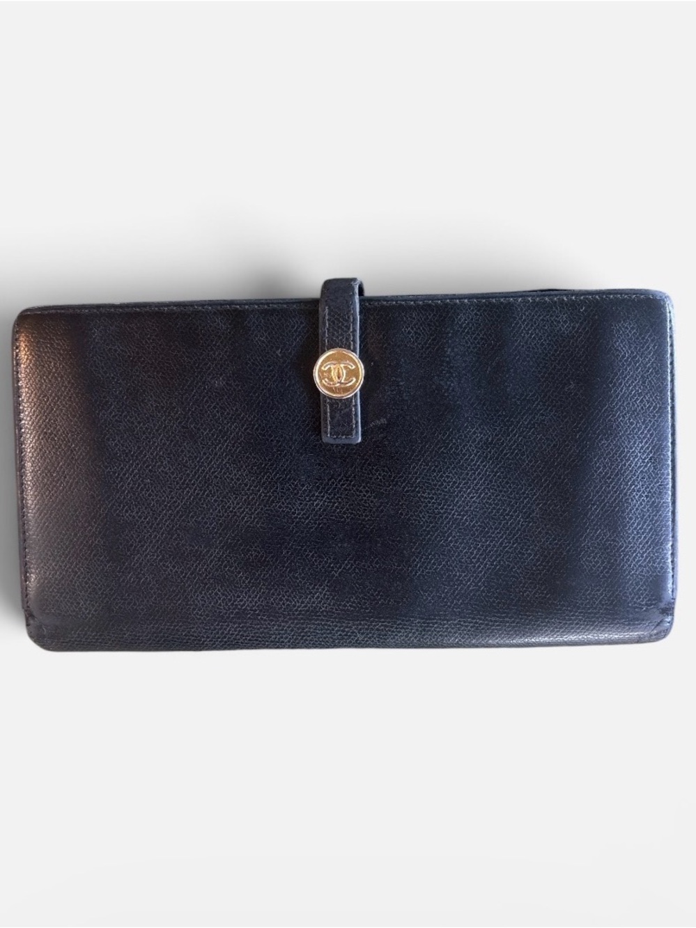 CHANEL French Purse 2004 Caviar Leather Coco Button Long Wallet
